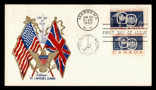 DR WHO 1959 CANADA FDC JOINT ISSUE USA ST LAWRENCE SEAWAY BOERGER CACHET M72123
