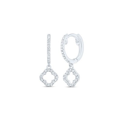 Natürlicher Diamant Kleeblatt-Ohrhänger 0,16 kt Weißgold