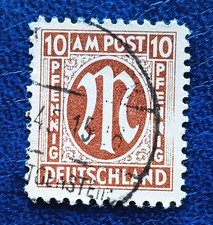 BiZone AM Post Mi 22 Bz gestempelt 10 Pfennig deutscher Druck
