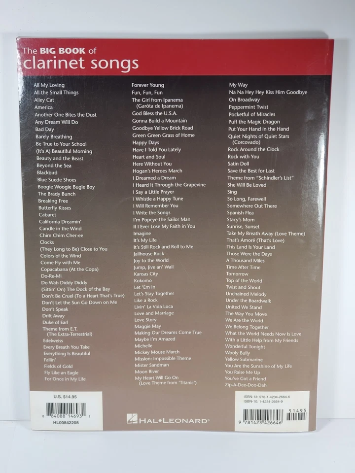 The Big Book of Clarinet Songs - Over 130 Popular Solos~Rock, Pop, Classics - Image 2 of 4