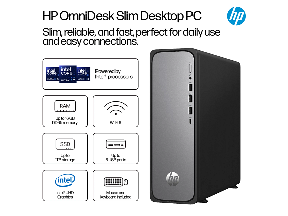 HP OmniDesk Desktop Intel, 8 GB;256 GB SSD Windows 11 Home