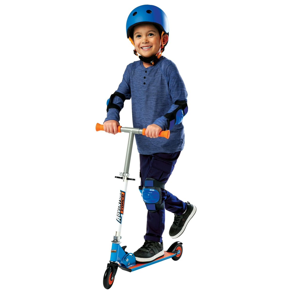 Adventure Force GBAF100M Folding Kids Scooter, Blue And Orange