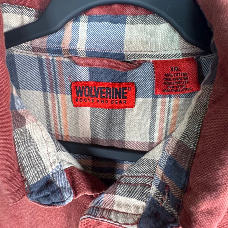 Wolverine Mens Lined Workwear Shirt Red Heavy Duty Plaid Button Up XXL - Image 4 of 4