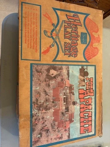 Marx Ft. Apache Play Set Sears Heritage w/ Box Vintage; xtra teepee, totem poles