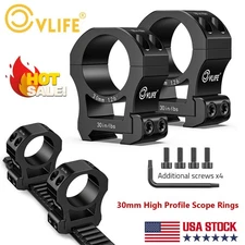 30mm Rifle Scope Rings Mount - High Profile - Aluminum for Picatinny Rail, Black