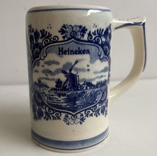 Vintage Dutch Delft Hand Painted Heineken Beer Mug