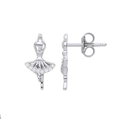 Silber Jewelco London CZ Ballett Tänzer Tropfen Ohrringe