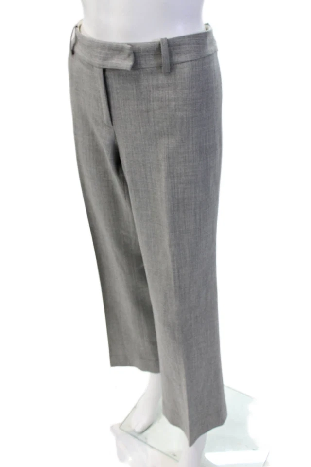Pantalones de vestir Michael Kors para mujer con cremallera arrugada pierna recta gris lana talla 6 Foto 2 de 4