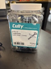 NEW CULLY 3/16 x 3" TOGGLE BOLTS TRUSS HEAD COMBO - 58349J (50 PK)