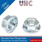 UNC Hex Nut with Flange and Locking Gear Steel Zinc Plated