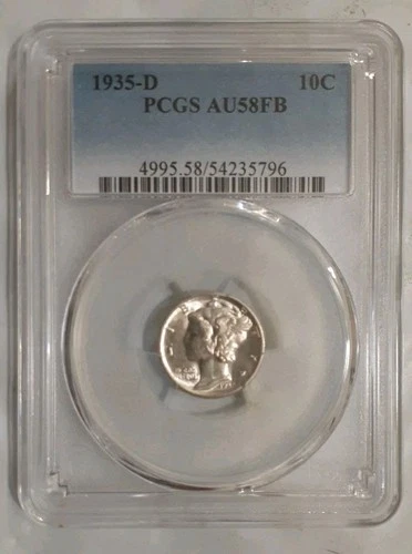 1935-D Mercury Dime PCGS AU 58 FB
