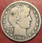 1909 Barber Silver Half Dollar. Free Shipping