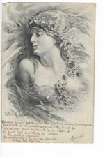 Fantasy Card Illustration Art Nouveau Woman
