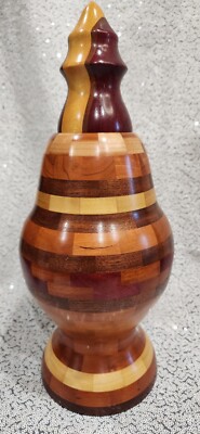 Handcrafted Wood Segmented Urn Vessel Signed 2012 14'' John Stevens container