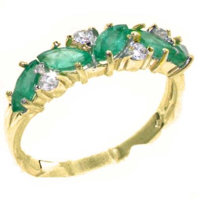 Damen-Ewigkeitsring 9 kt Gelbgold natürlicher Smaragd & Diamant   Größen J bis Z