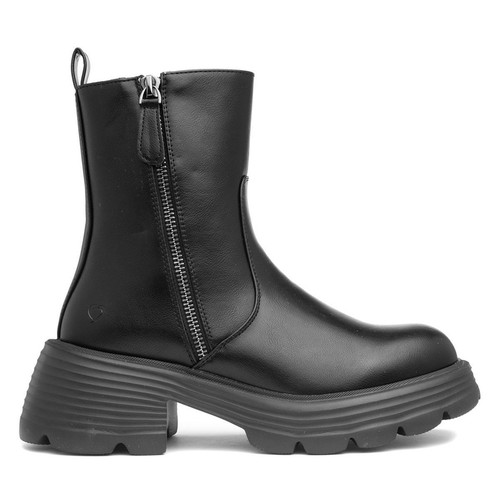 Heavenly Feet Women's Boots Black Ankle Zip Up Lightweight Chunky Faux