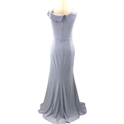 XSCAPE SZ 10 L blue off the shoulder asymmetrical gown maxi dress NWT B91 *flaw - Picture 2 of 12