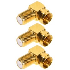 3x F Type Male to Female Right Angle 90 Degree Coax Cable Adapter Connector Gold