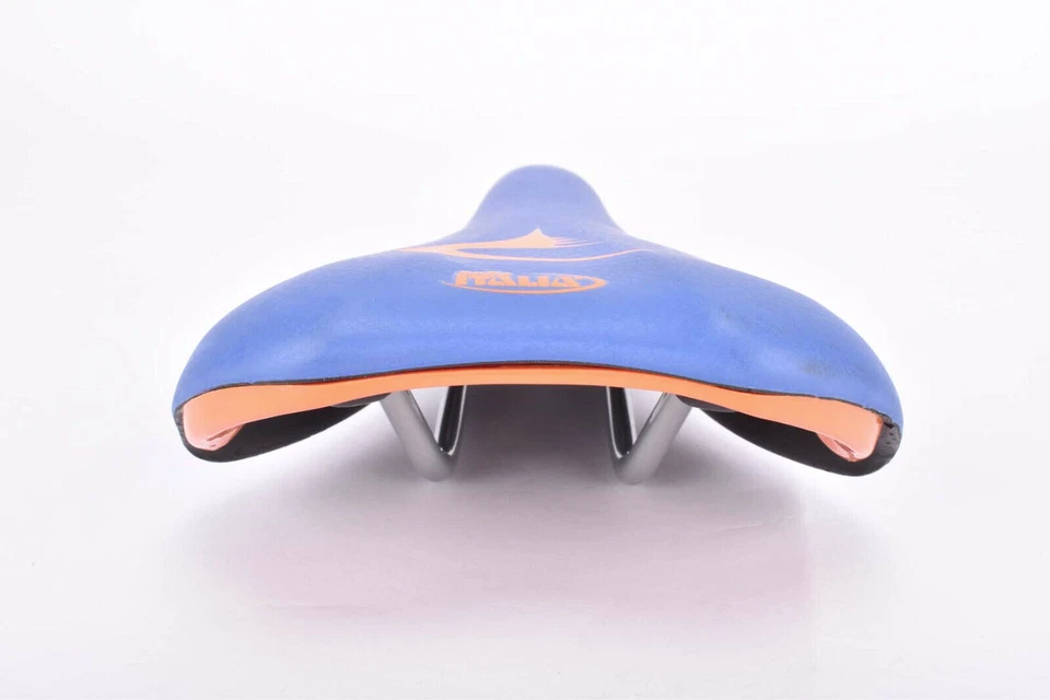NOS Blue & Orange Pinarello labled Selle Italia XO Saddle from the 2000s - Image 3 of 4