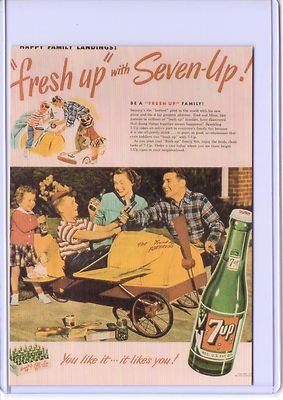 VINTAGE REPRO FRESH UP WITH 7-UP ADVERTISING REPRODUCTION POSTCARD