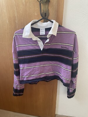 iets frans Urban Outfitters, Poloshirt, XS, (Weiß-Lila-Dunkelblau), 90 s, Retro