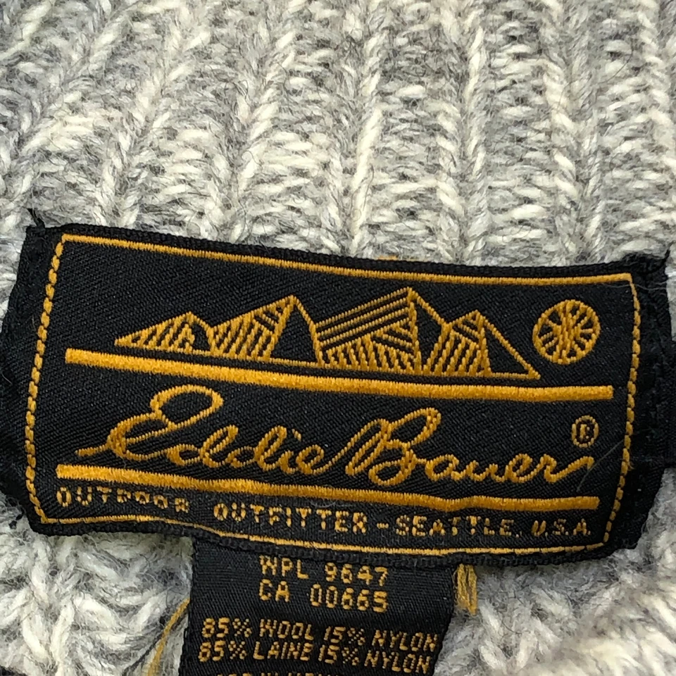 Vintage Eddie Bauer Sweater Jacket Men's Medium Grey Full Zip Pocket Wool - Image 4 of 4