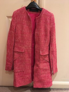 pink boucle jacket zara