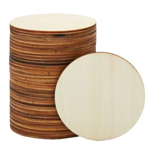 36 Pack Unfinished Wooden Circle Coaster Wood Round Cutout for DIY Crafts,  3 Inc