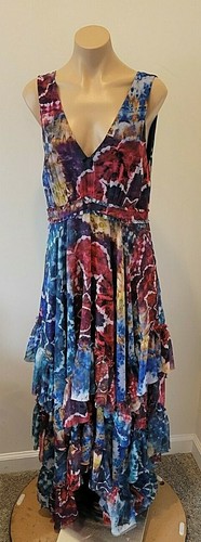 ALICE + OLIVIA Tie Dye Kaleidoscope Layered Ruffle Dress - Size 10 - NWT $660 - Picture 2 of 9