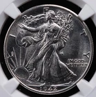 1942 D WALKING LIBERTY HALF DOLLAR NGC MS 63 HARD WHITE LUSTER EXCELLENT BLOOM