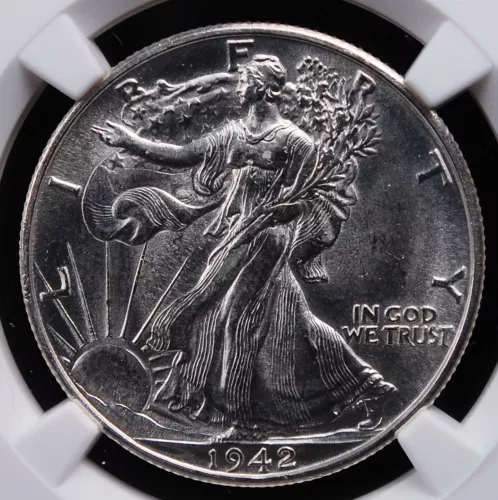 1942 D WALKING LIBERTY HALF DOLLAR NGC MS 63 HARD WHITE LUSTER EXCELLENT BLOOM