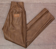 VTG Women's 70s Lady Wrangler Brown Pleather Pants Sz 24.5" 1970s Wranglers