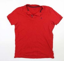 South blue Mens Red Cotton Blend Polo Size M Collared
