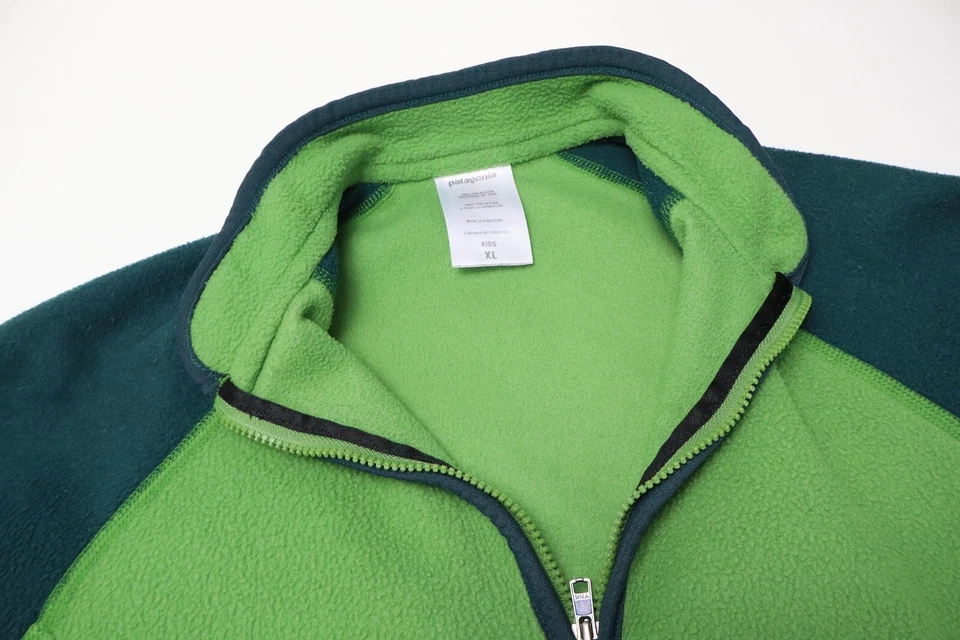 Patagonia Sweatshirt Jungen XL Fleece Halber Reißverschluss Pullover Tasche Grün - Bild 4 von 4