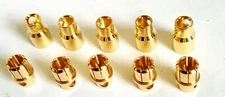 8mm Bullet Battery Gold-Plated Connectors, Male & Feale 10pcs/5 Sets for RC