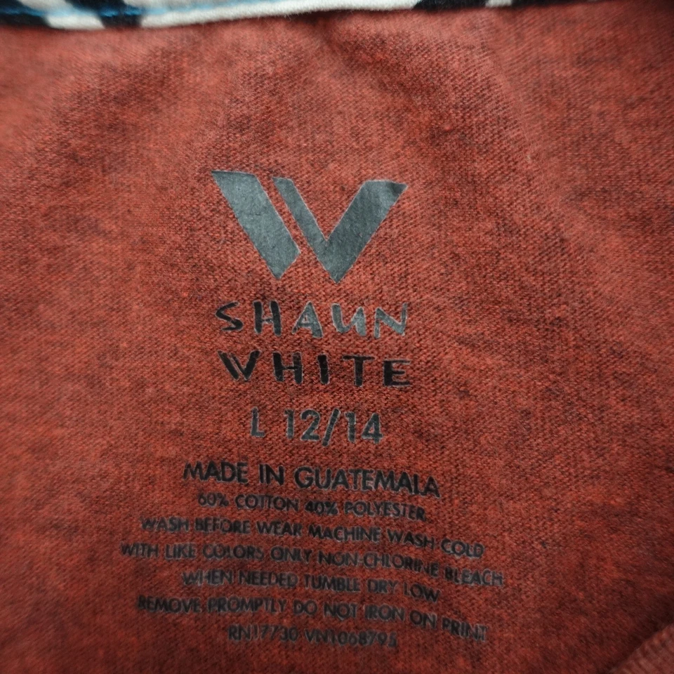 Camiseta Shaun Blanca Niños Talla L Roja Manga Corta Cuello Redondo Pullover Mezcla Algodón Foto 4 de 4