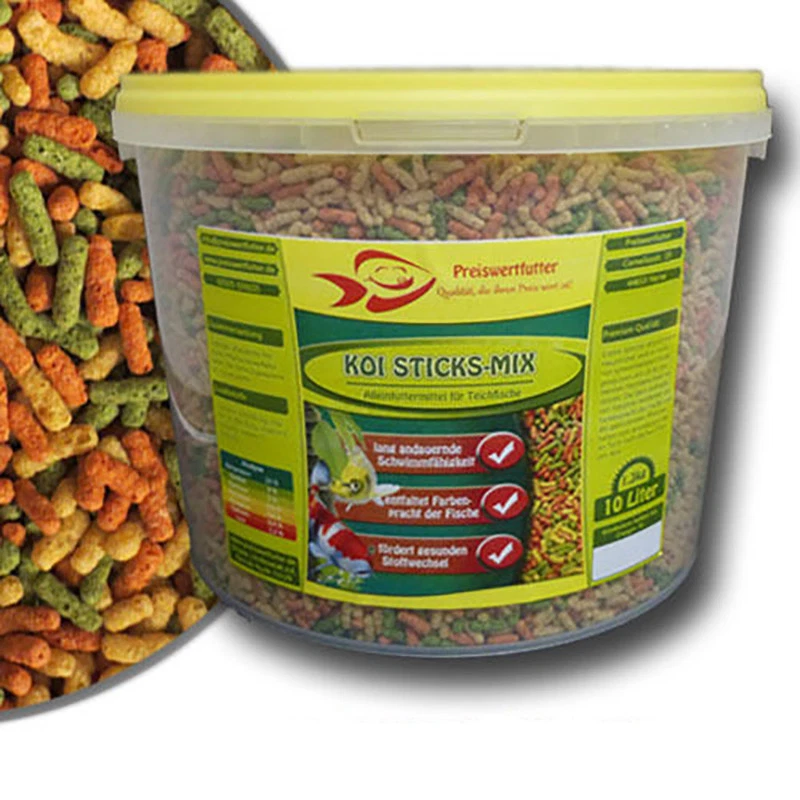 Teichsticks Mix 10L Eimer (1300g) Fischfutter Koifutter Koi Koisticks Fische