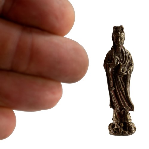 Statuette Guanyin Déesse Bouddhiste - Bodhisattva en Laiton - Amulette - 2650 - Picture 2 of 7