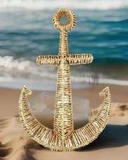 Rattan Anchor Beach Pool Decor Wall Hanging Marine Nautical Cottage Beach House