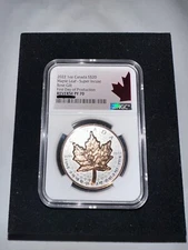 2022 1oz Canada S$20 Maple Leaf Super Incuse Rose Gilt FDOP Reverse PF70