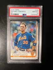 2019 Topps Base Set Variation #109 Michael Conforto Blue Jersey PSA 10 POP 4
