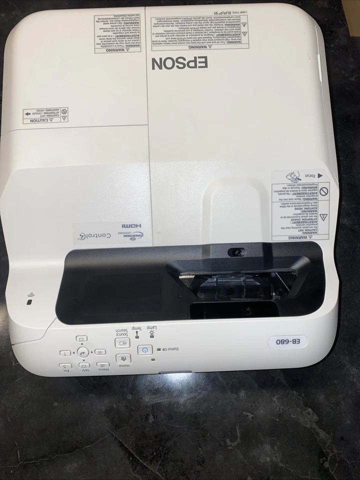 Epson EB-680 Short Throw LCD Projector, 3500 ANSI Lumens, 93" (2.36M) - Image 2 of 2