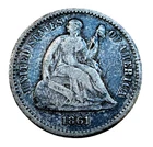 US 1861 P Seated Liberty Half Dime F - VF Silver 5 Cents Civil War