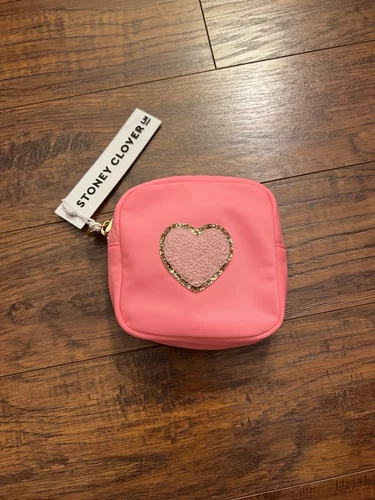Stoney Clover Lane Mini Pouch Bubblegum With Heart Patch NWT
