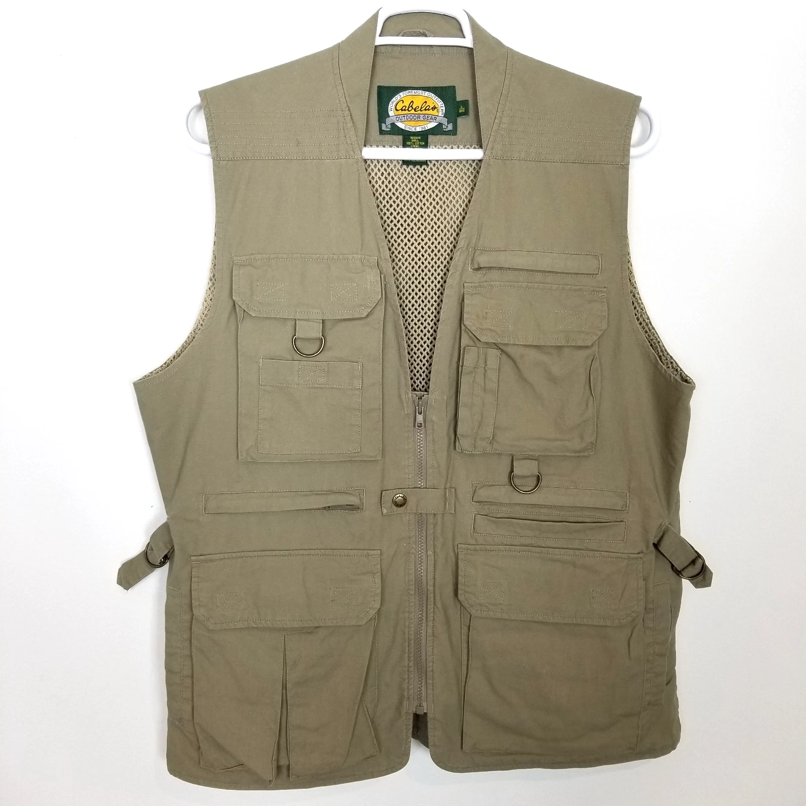 Cabela's Safari Vest Mens Sz L Regular Gray Hunting Fishing Photography Outdoor