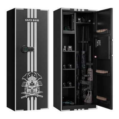 Digital Gun Cabinet: 4-Gun Capacity, Anti-Pry Door, Auto LED, 3 Wrong-Try Alarm