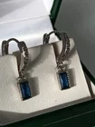 Vintage 1990-s Sterling Silver 925 Small Sapphires Earrings -Hallmarked.