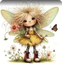 Diamond Art Kit Featuring Cute Whimsical Fairy 30cm X 30cm 15 Colors Round Drill