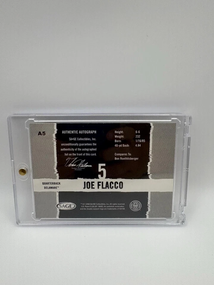 Sage Hit 2008 - Autógrafos Joe Flacco #A5 dorado/250 (AU, RC) Foto 2 de 2
