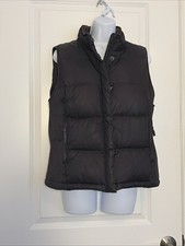 Vtg Gap Down Puffer Vest Women Full Zip /snaps Ribbed Side Panel M